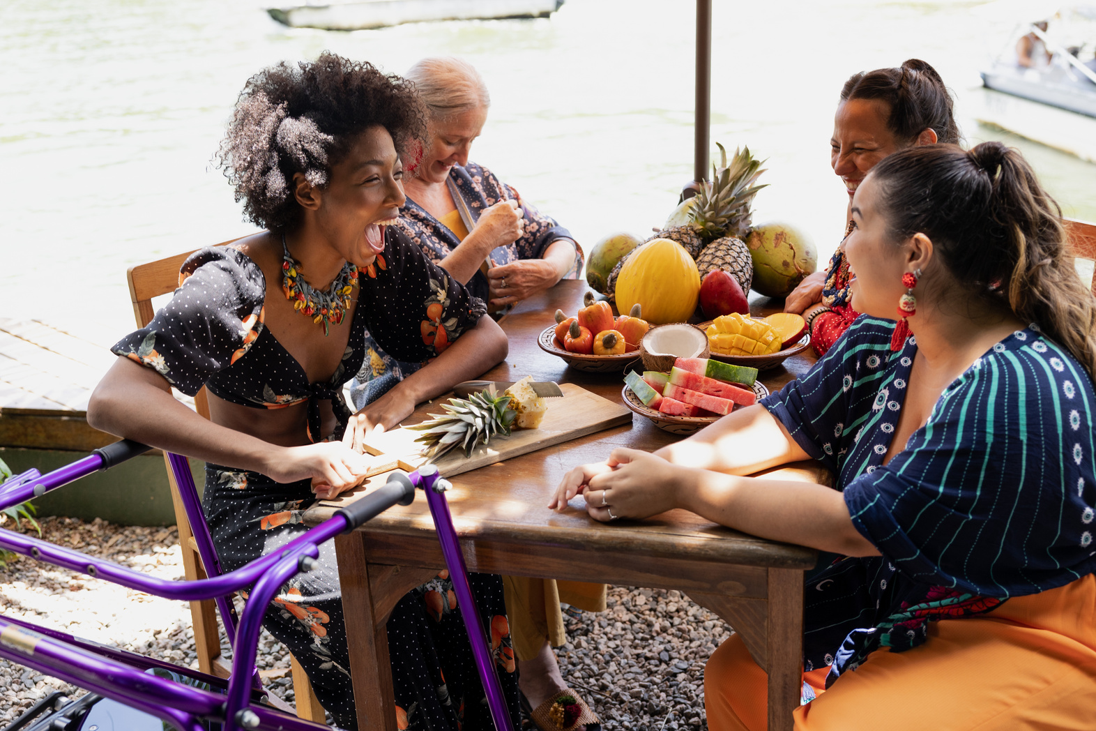 Brazilian Women Group of Women Dining Outdoors